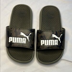 Puma Kids Green Camouflage Little Boys‎ Slides Shoes